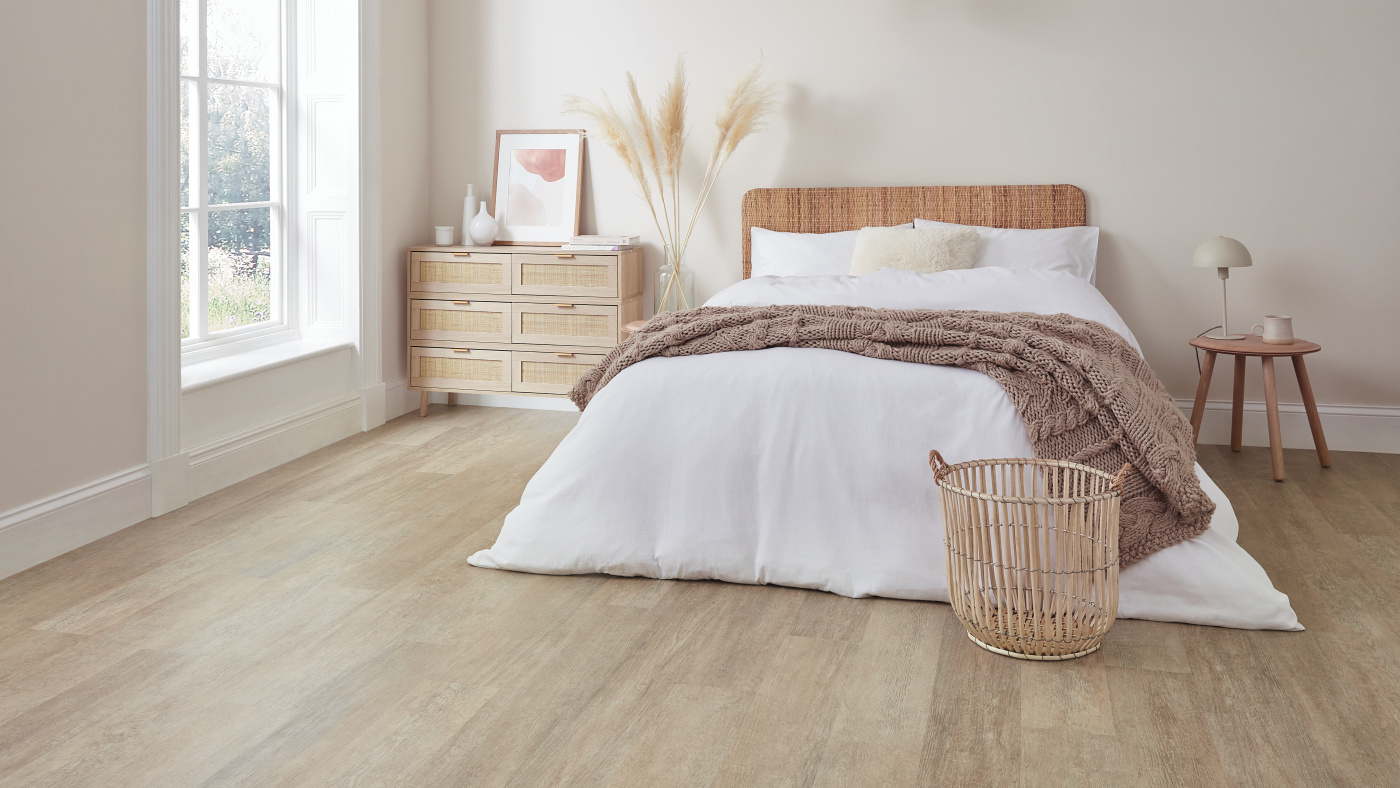 Karndean Coastline Oak wood flooring in a baderoom