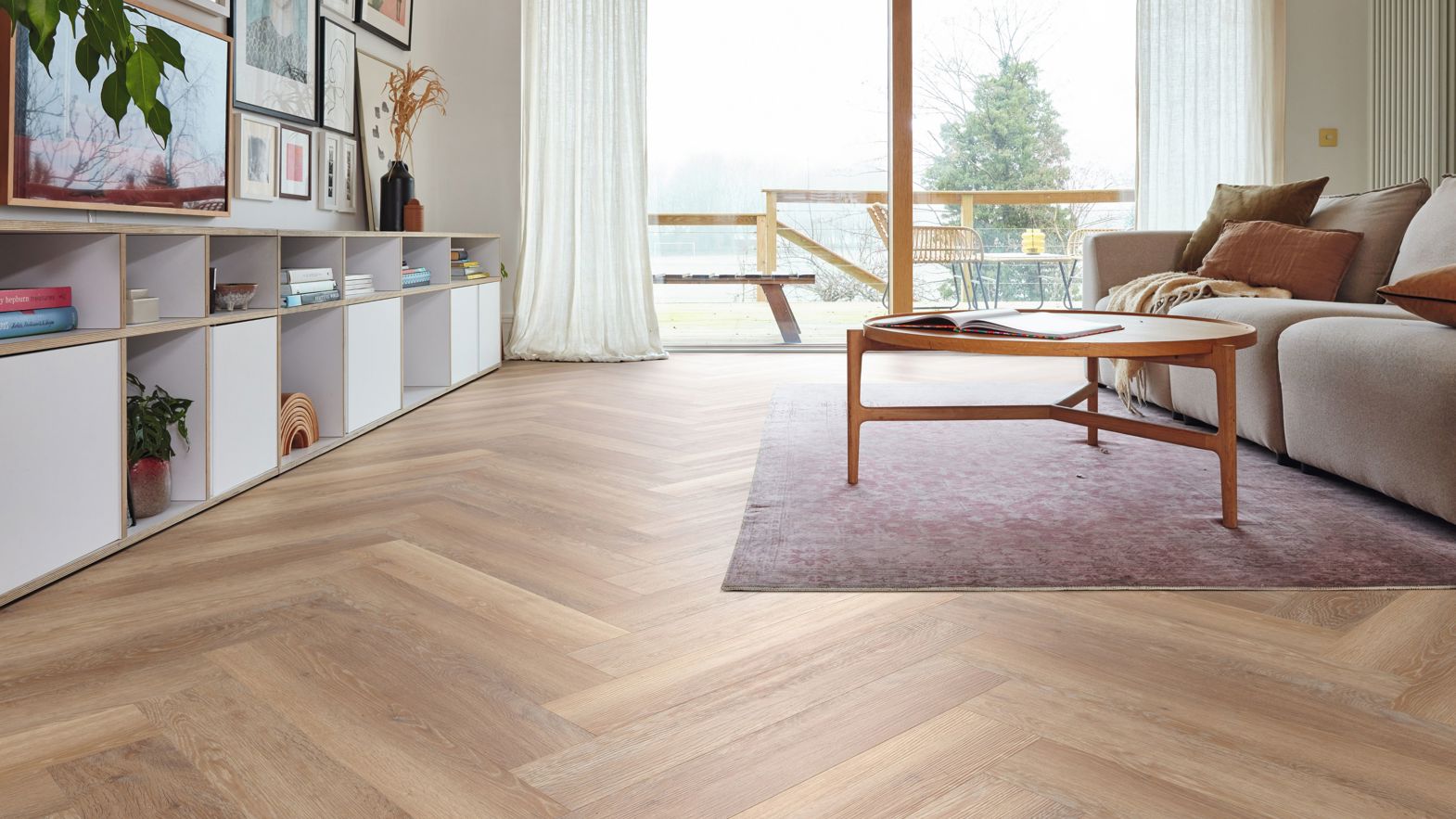 wood luxury vinyl in a living room