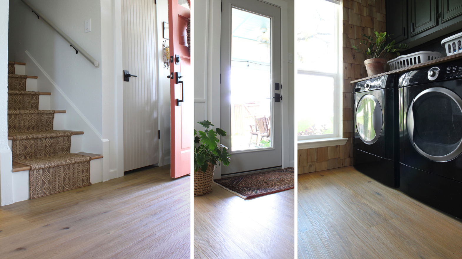 Canadian Urban Oak floors go through the hallway and laundry area of House Homemade