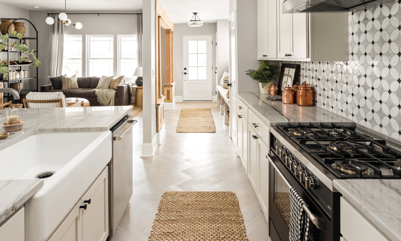 Vanilla Oak LLP333 in a kitchen designed by Mina Starsiak Hawk for season 7 of Good Bones; photo credit: Cory Phillips, The Home Aesthetic