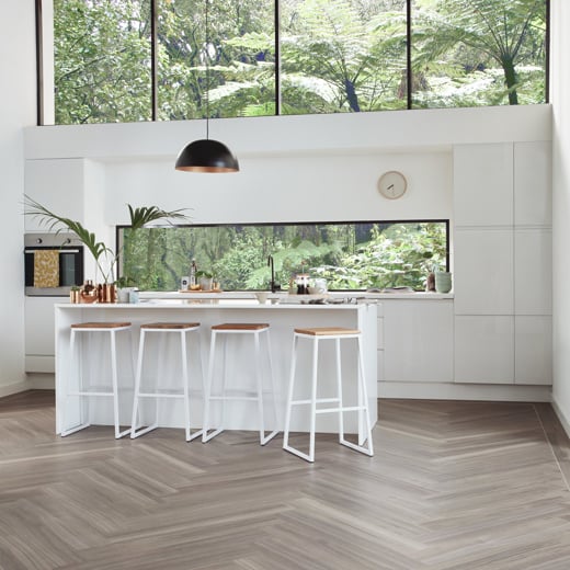 Urban Spotted Gum KP141 herringbone floors in a kitchen Knight Tile Rubens